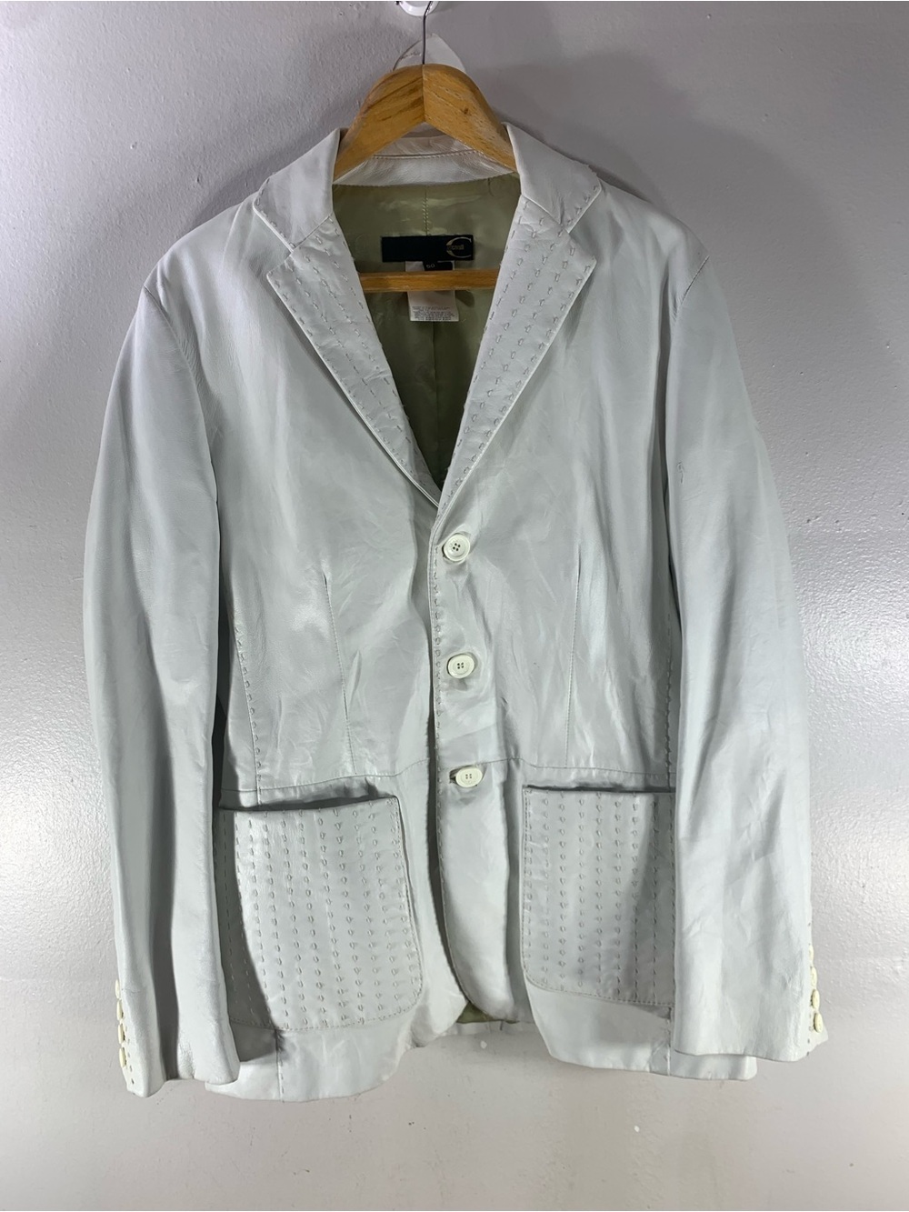 Just cavalli White leather Blazer Jacket size 50 made in italy designer luxury